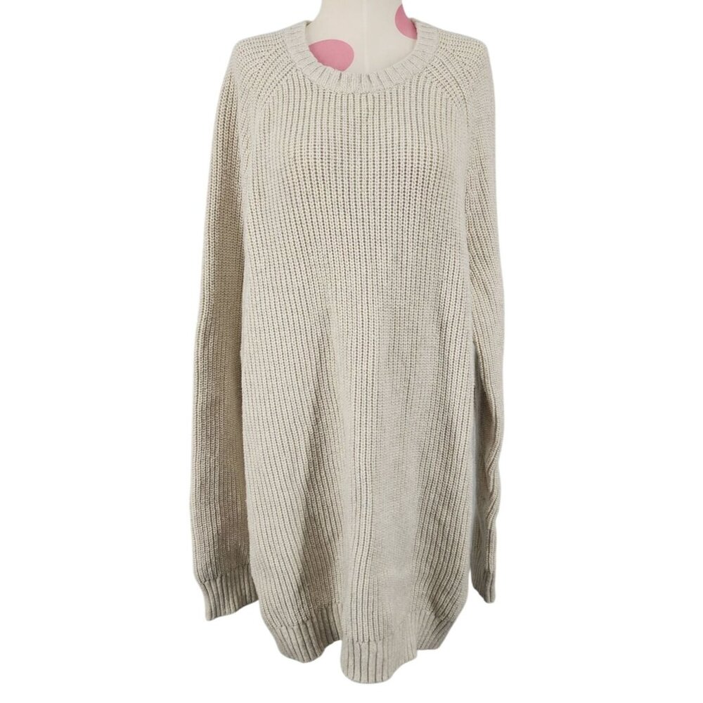 Women's Old Navy Cable Knit Thick Sweater Dress Tunic Large Cream Warm Winter